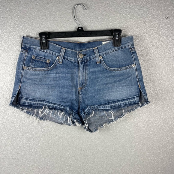 rag & bone Pants - Rag & Bone Cut Off Jean Shorts In Tully Womens 26 Frayed Hem 3" Button/Fly
